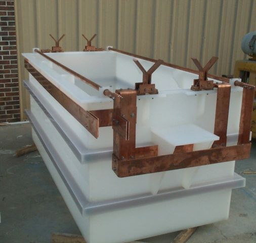 Polypropylene plating tank built for corrosive plating chemistry