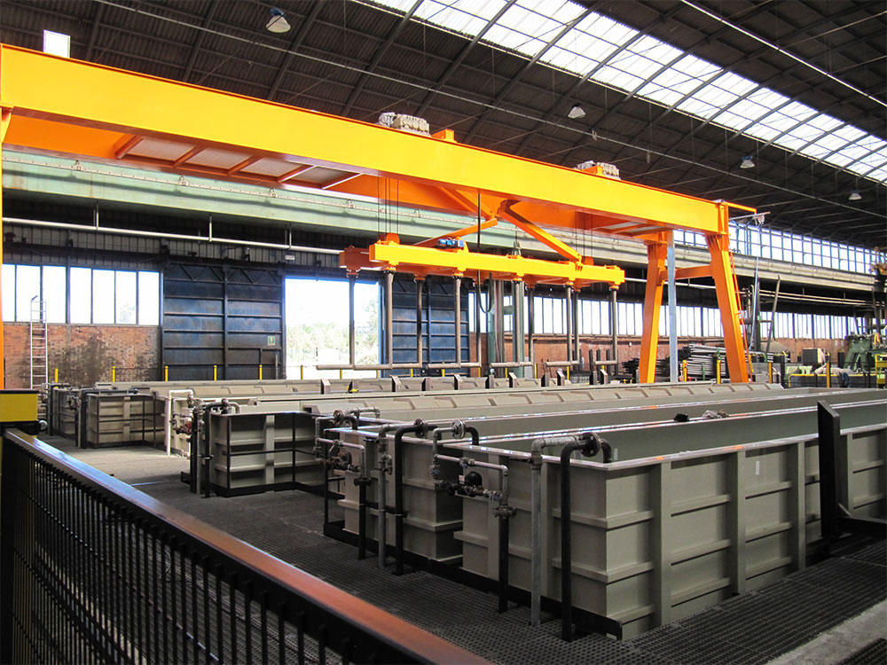 Industrial plating tanks and line infrastructure